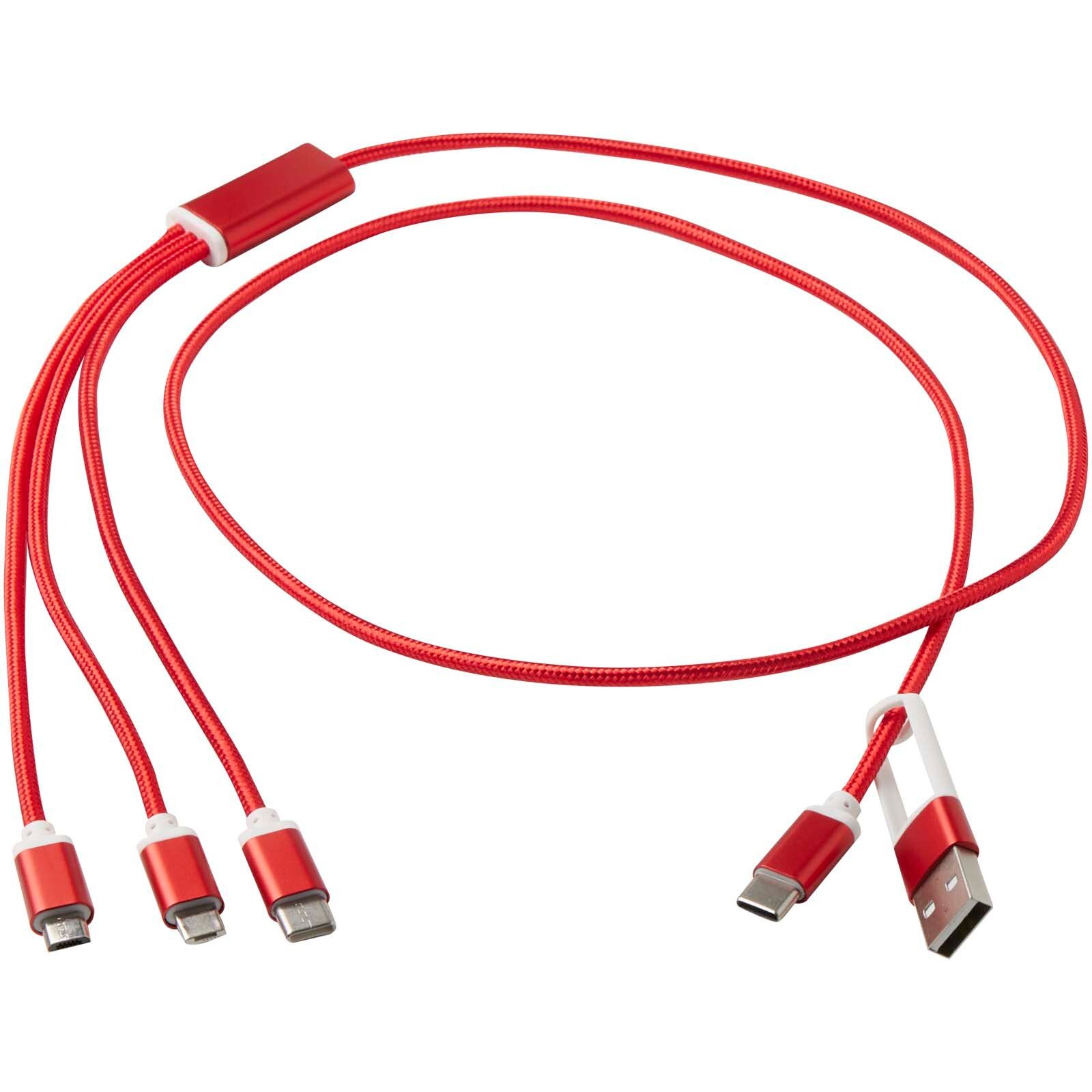 Versatile 5-in-1 Ladekabel aus recyceltem Aluminium - rot-922