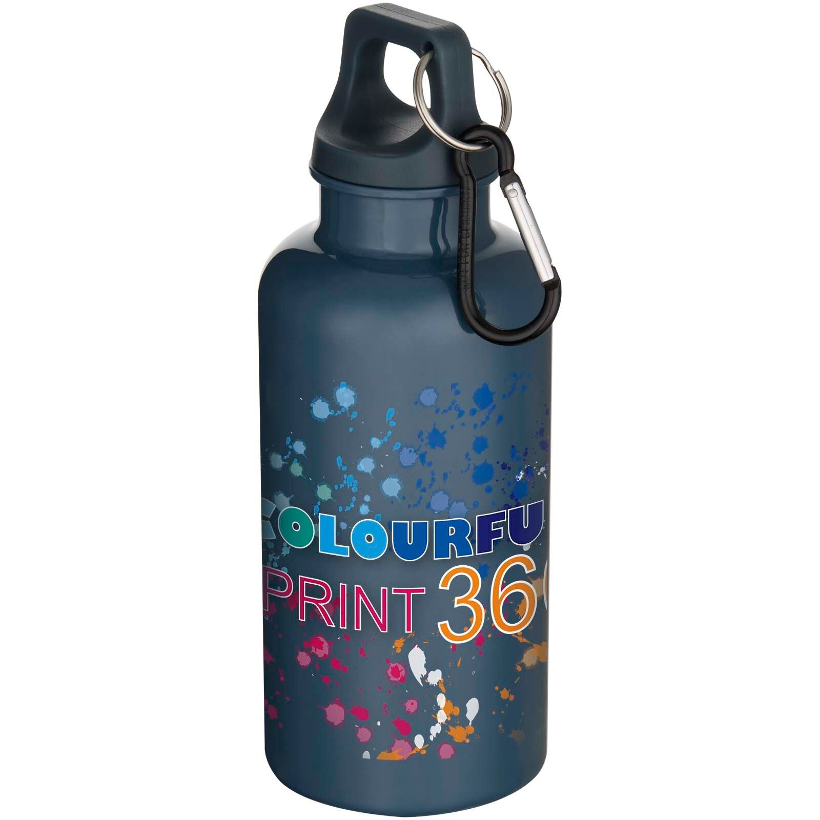 Oregon 400 ml einfarbige RS-zertifizierte Trinkflasche aus recyceltem Kunststoff mit Karabinerhaken  - hale blau-727