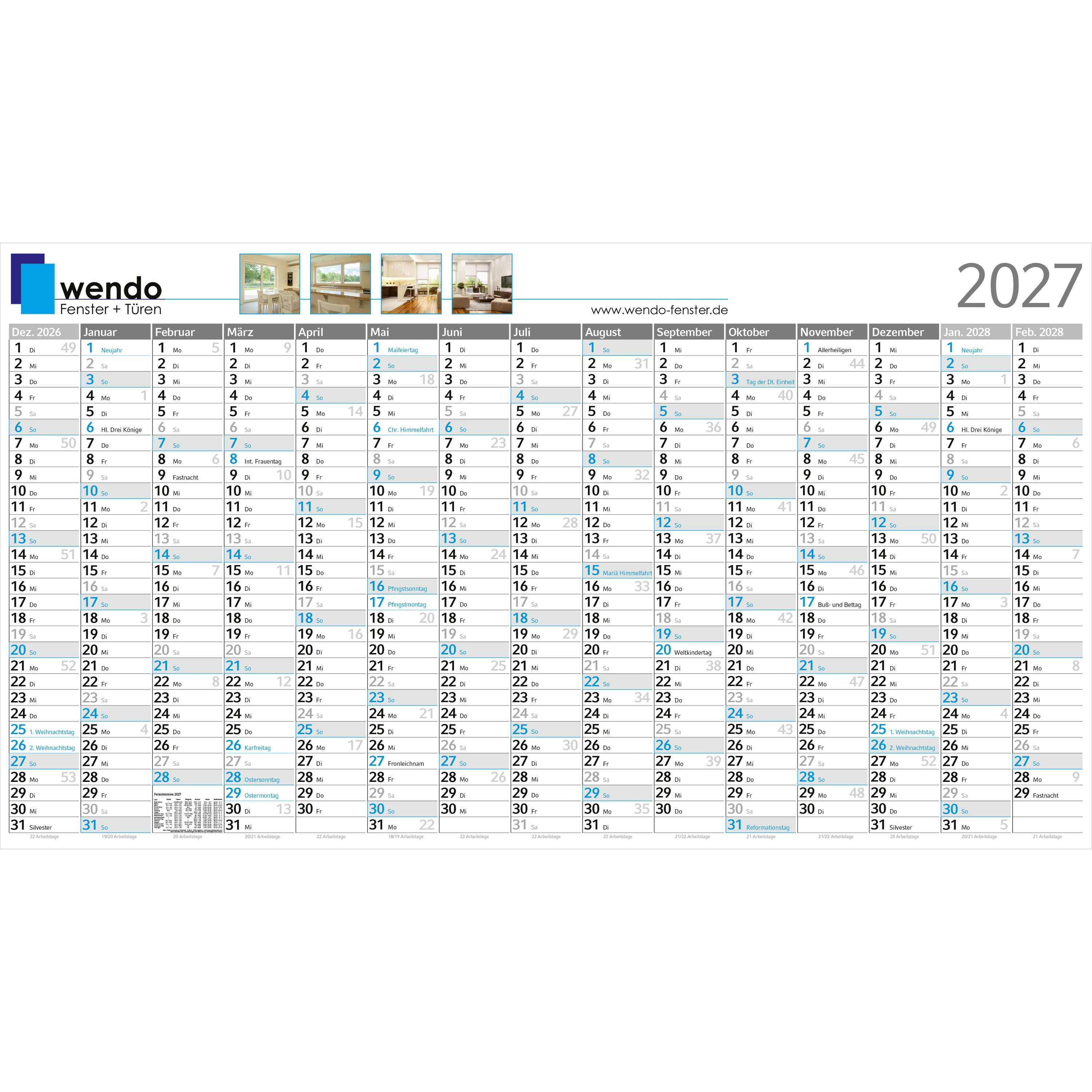 Wandplaner Horizont, 1.350 × 750 mm, blau-273