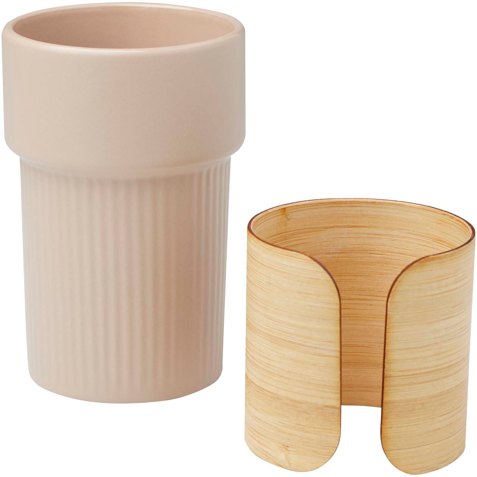 Fika 340 ml Becher mit Bambushülle - oatmeal-219