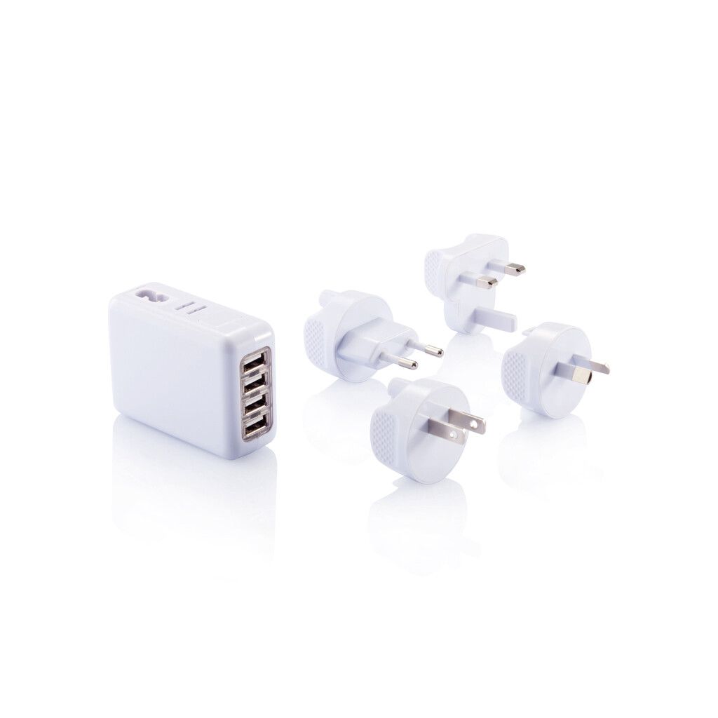 Reiseadapter mit 4fachem USB Anschluss - weiß-723