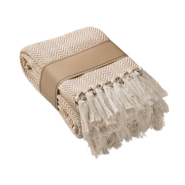Decke recycelter Polycotton AMMOS - weiß - grau-638