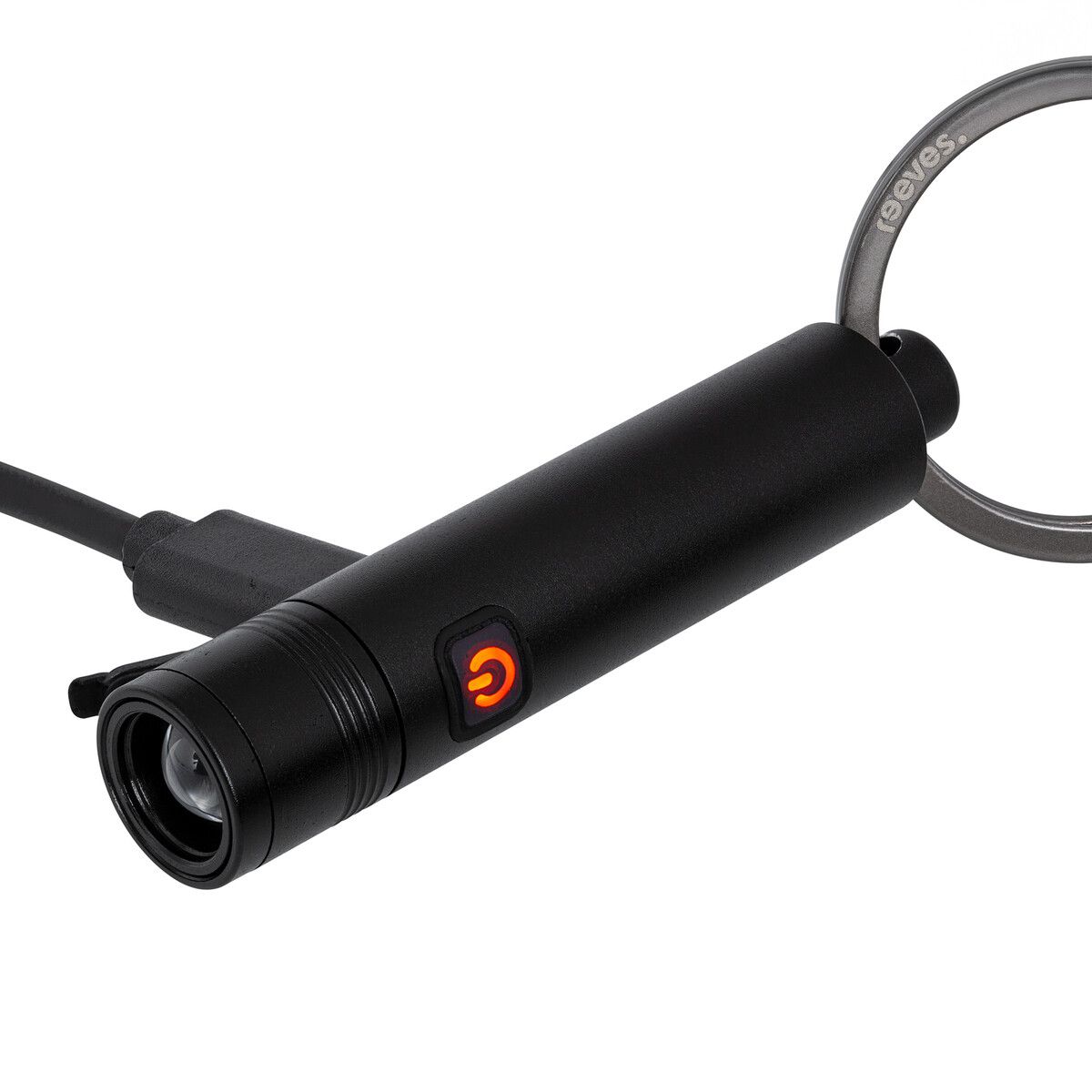 Schlüsselanhänger mit wiederaufladbare LED Taschenlampe PORTO LIGHT - schwarz-888