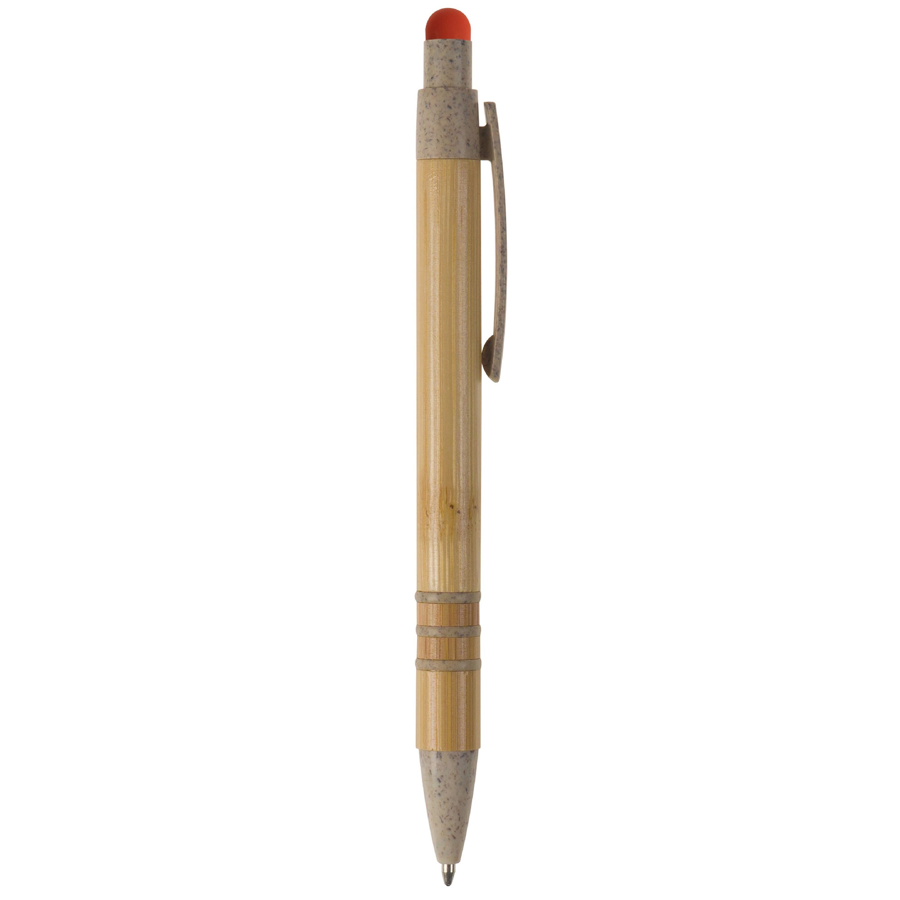 Kugelschreiber Bambus mit Touchpen und Weizenstroh Elementen - beige  -  orange-428