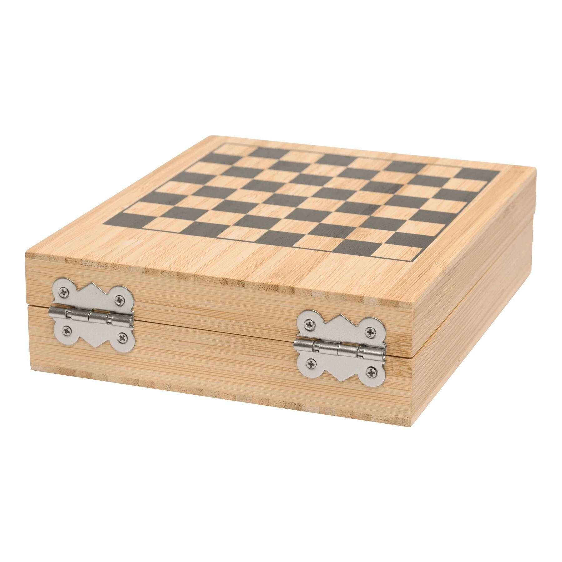 Weinset BAMBOO CHESS mit Schachspiel - braun-746