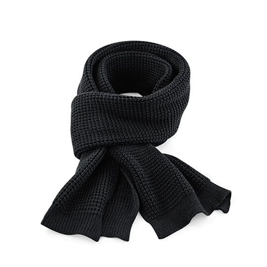 Classic Waffle Knit Scarf - black-908