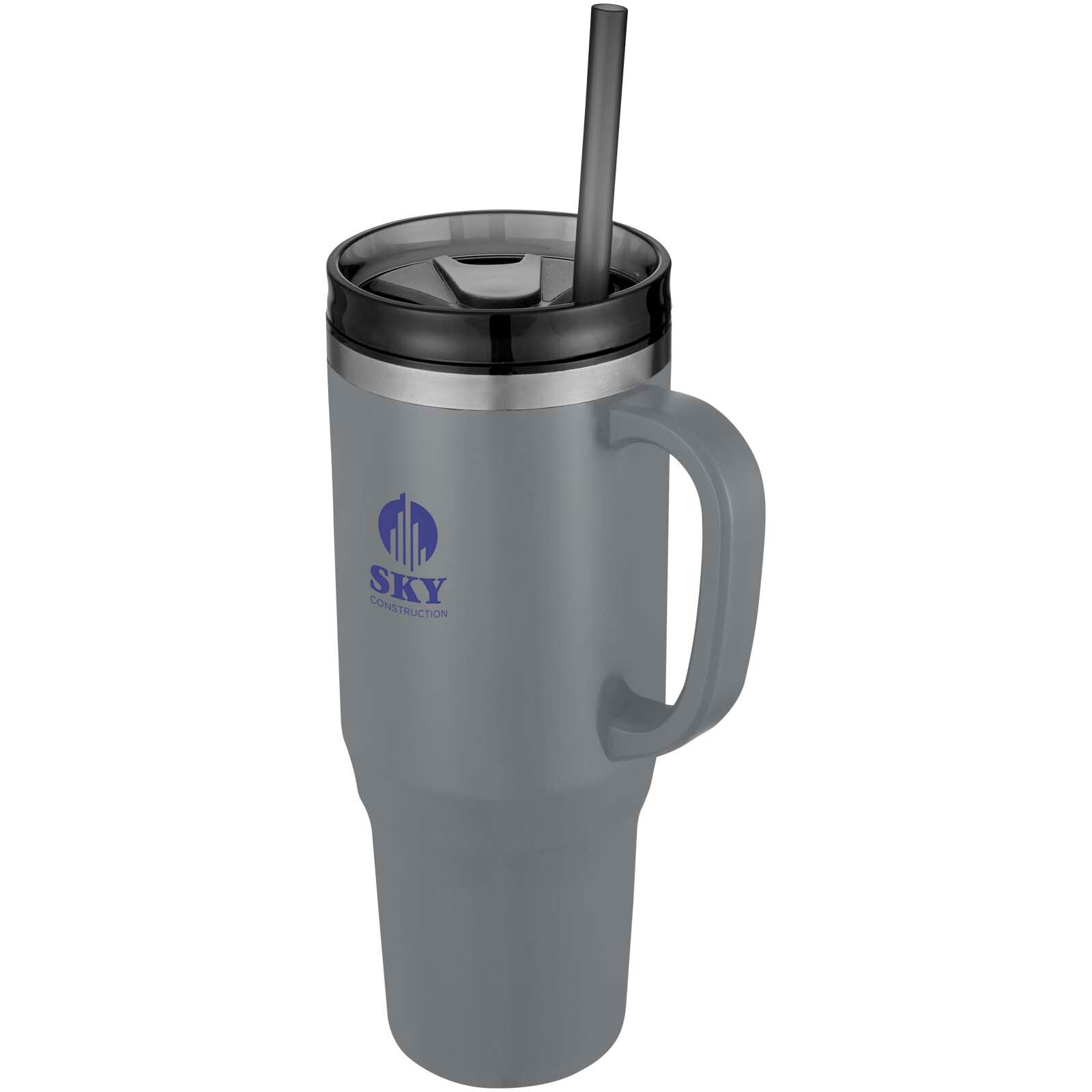 Melbourne 1200 ml RCS-zertifizierter Isolierbecher mit Strohhalm - grau-119