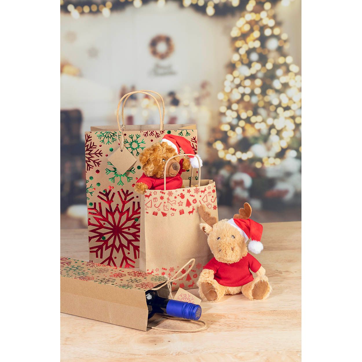 Julegave S Weihnachtsgeschenktasche, klein - natur-759