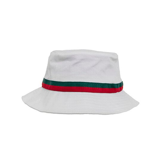 Stripe Bucket Hat - white - fire red - green-772