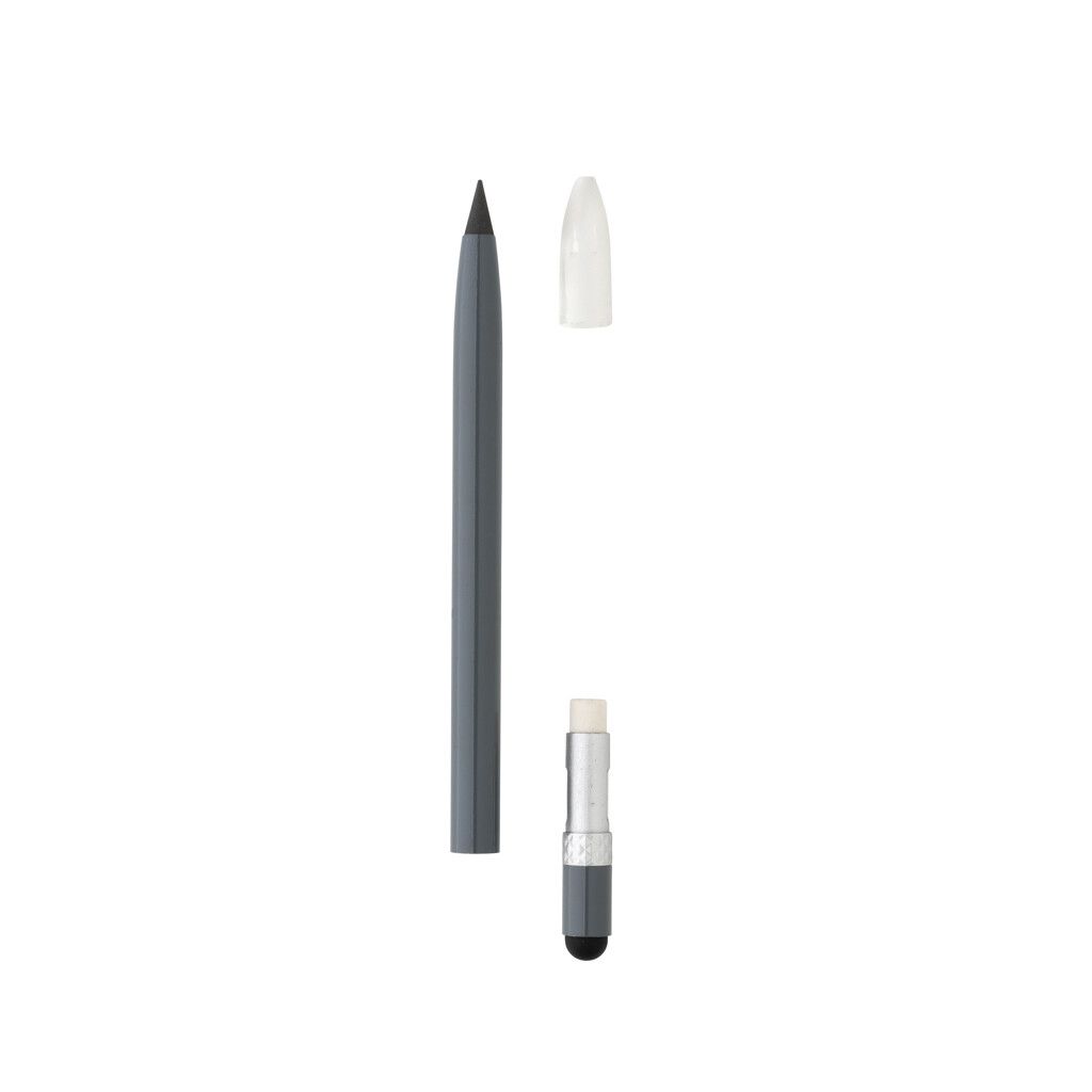 Tintenloser Stift aus Aluminium mit Radiergummi - grau-111