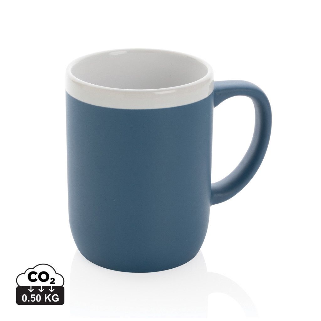 Keramiktasse mit weißem Rand, 300ml - blau-866