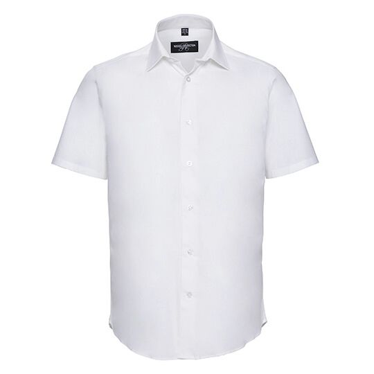 Men's Short Sleeve Fitted Stretch Shirt - white-37
