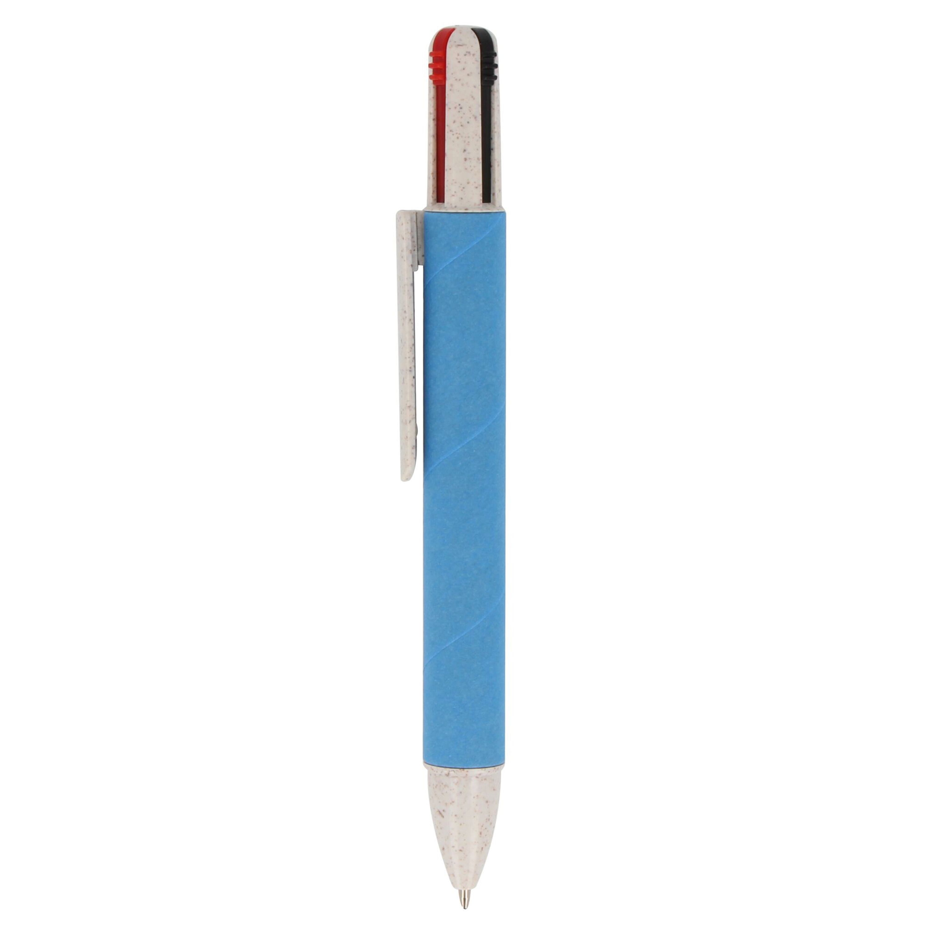 Papierkugelchreiber mit 4 Schreibfarben - blau-354