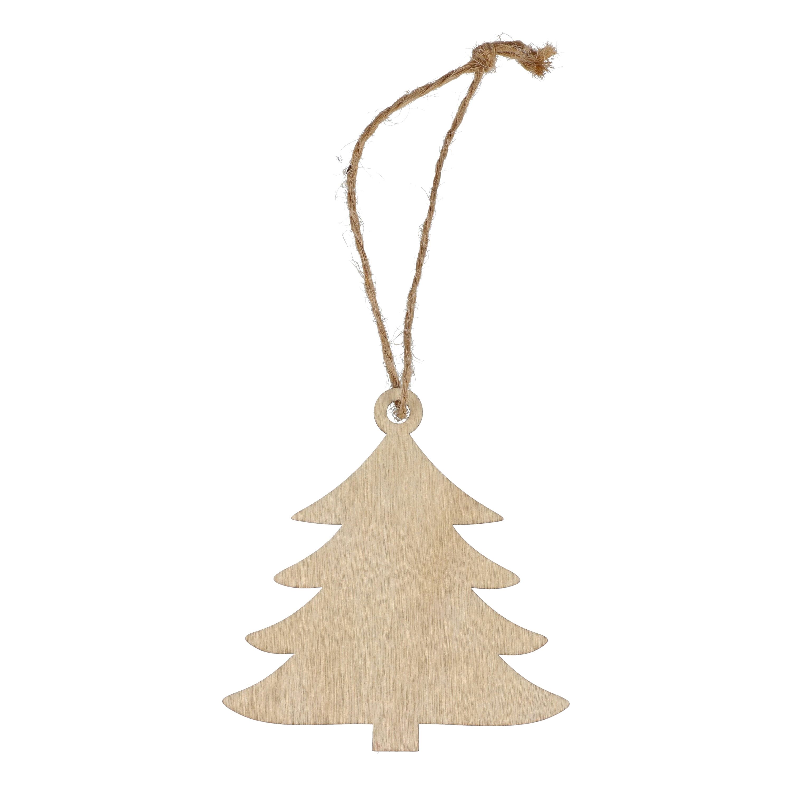 Baumförmiges Weihnachtsornament aus Holz - natur-493