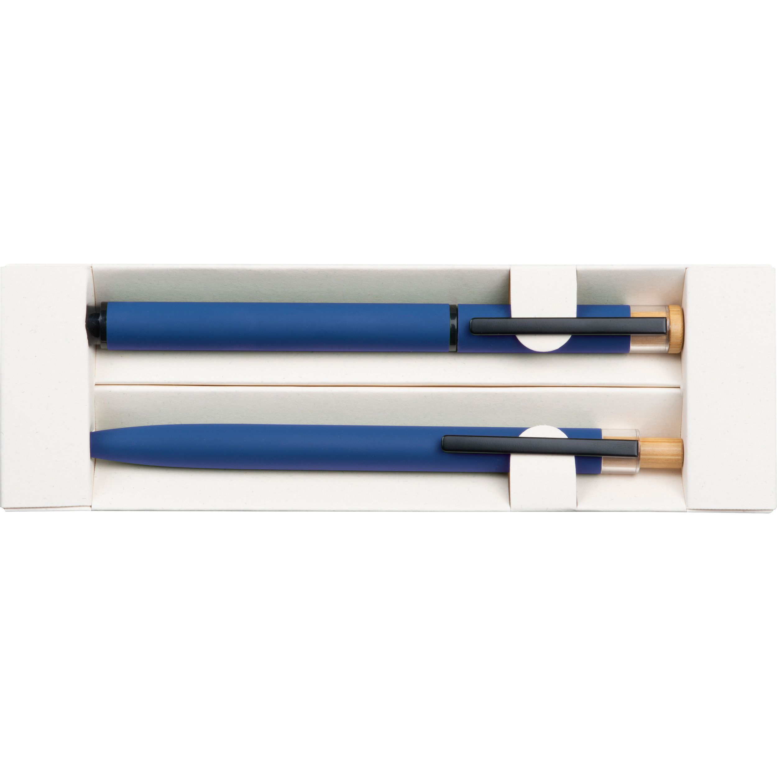 Schreibset mit Kugelschreiber und Rollerball aus recyceltem Aluminium  - blau-915