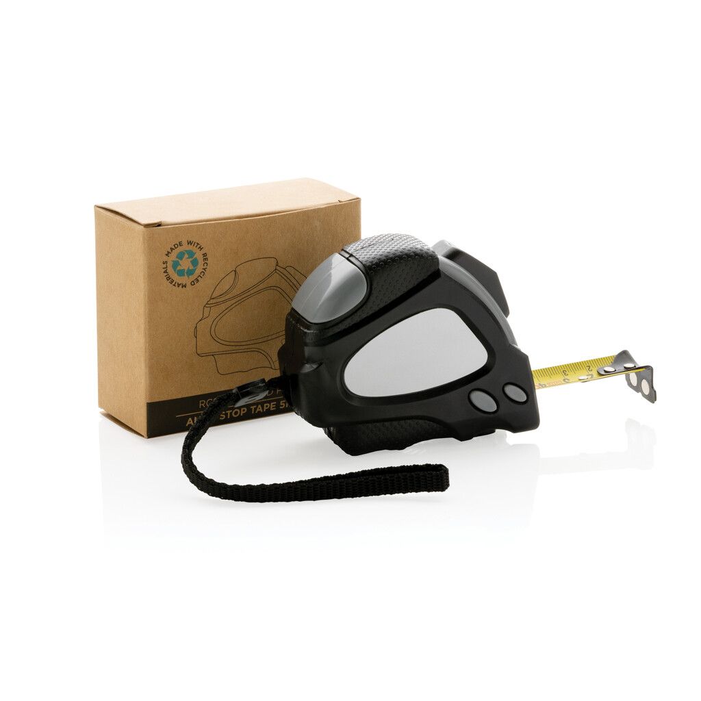 Auto-Stop-Maßband aus recyceltem Kunststoff, 5m/19mm - schwarz-250