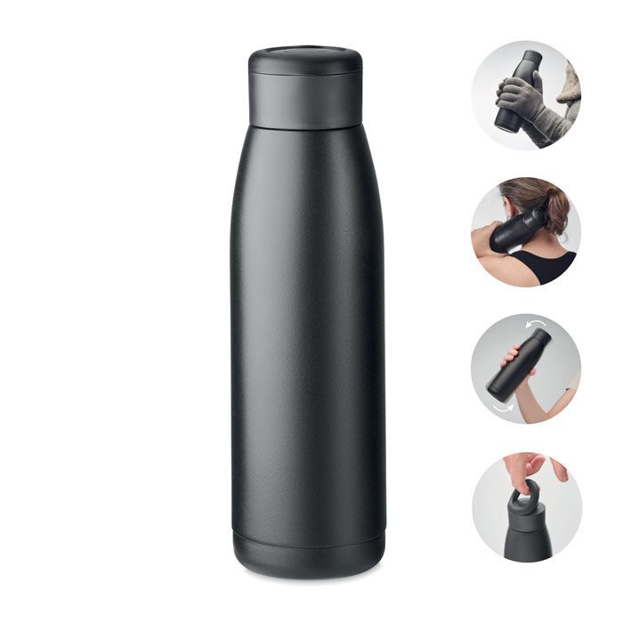 Doppelwandige Flasche 400 ml CALEFRIO - schwarz-505