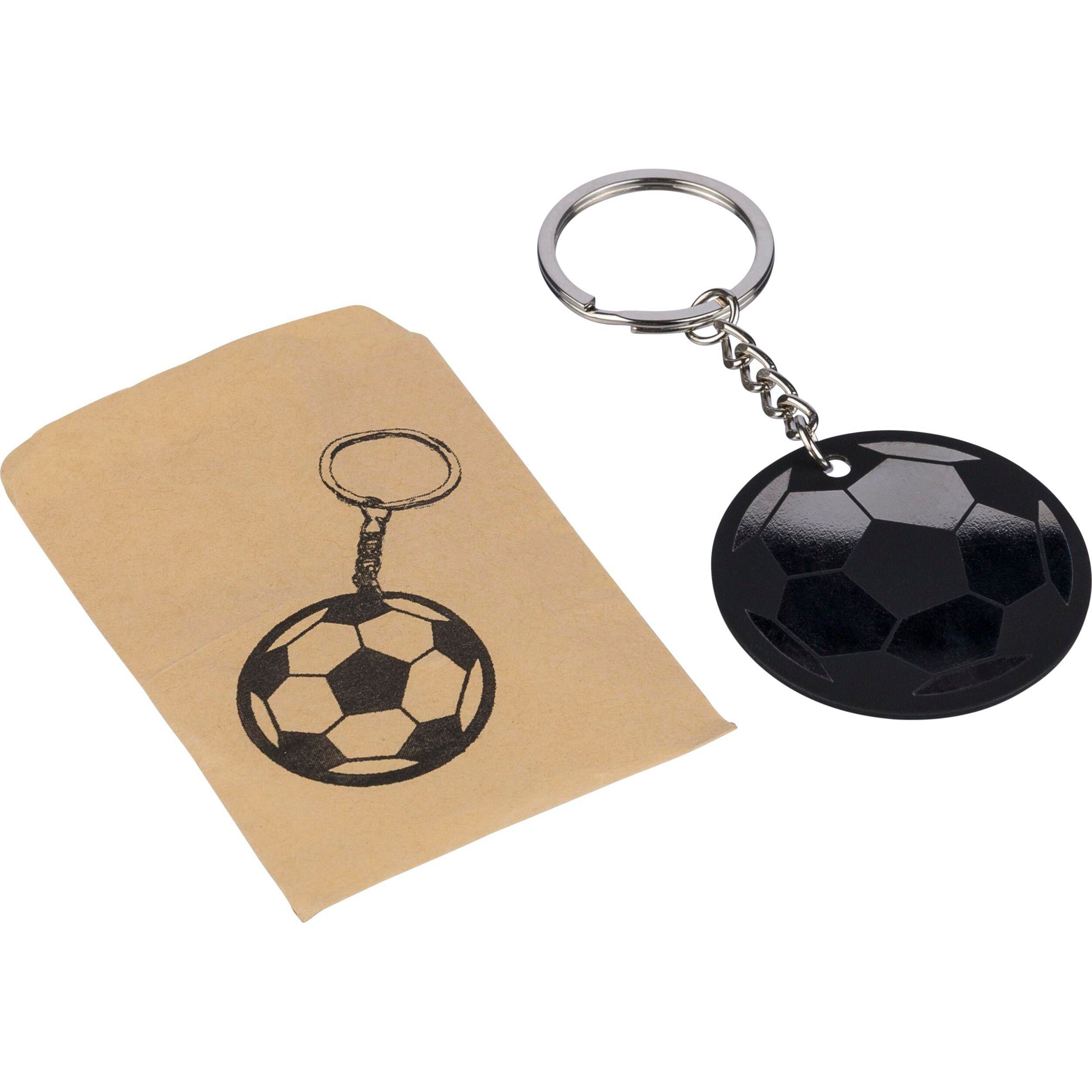 Schlüsselanhänger in Form eines Fußballs aus recyceltem Edelstahl von Ciro - schwarz-727