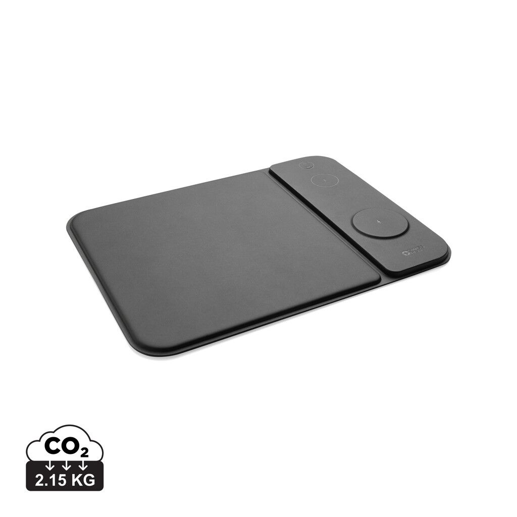 Swiss Peak 15W 3-in-1 Lade-Mauspad aus RCS recyceltem PU - schwarz-583