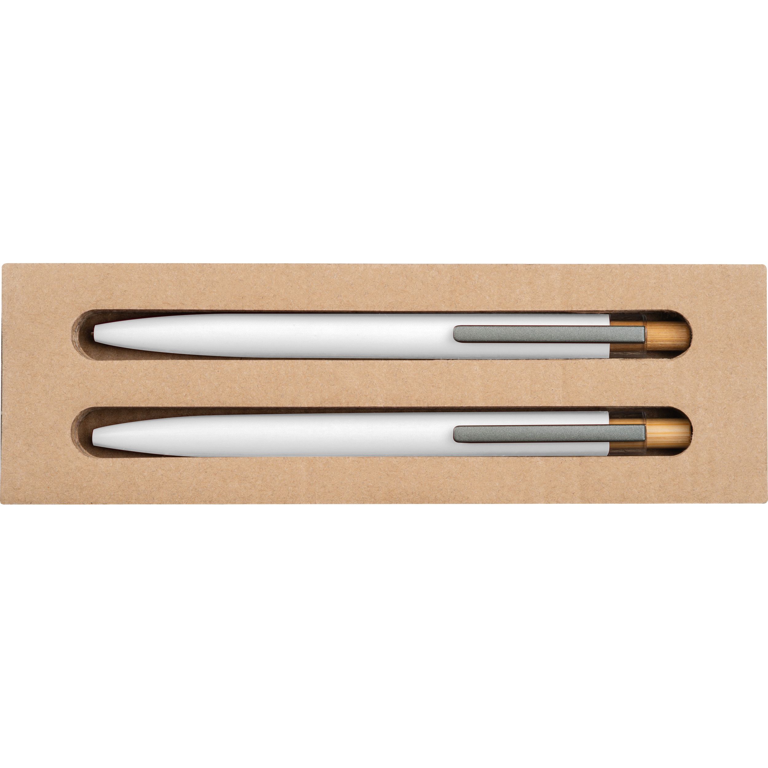 Schreibset mit Kugelschreiber und Druckbleistift aus recyceltem Aluminium  - weiß-354