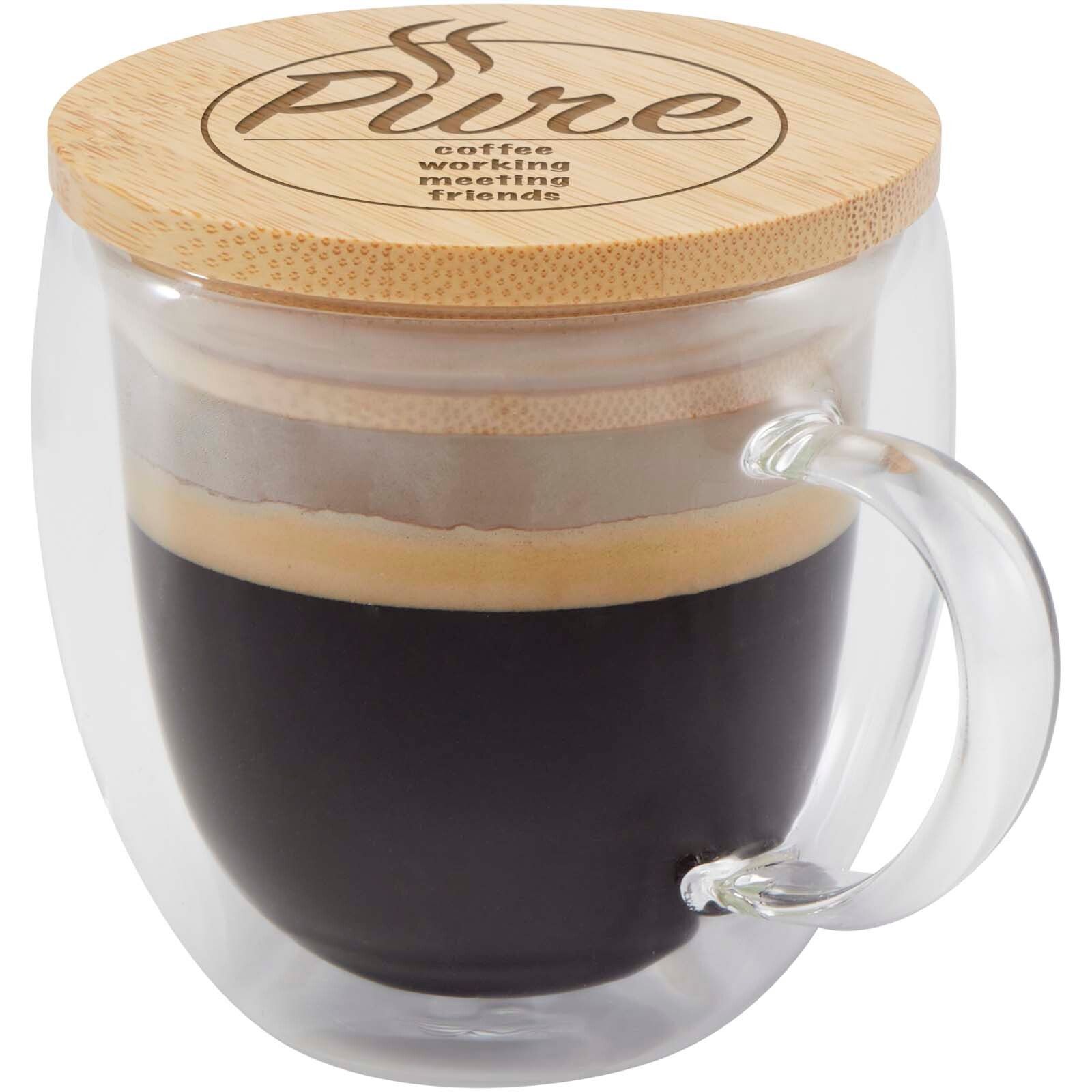 Lenora 250 ml Glasbecher mit Bambusdeckel - transparent klar-447