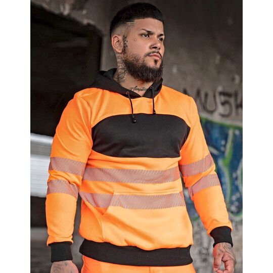 EOS Hi-Vis Workwear Hoody With Printing Area - signal orange - black-96