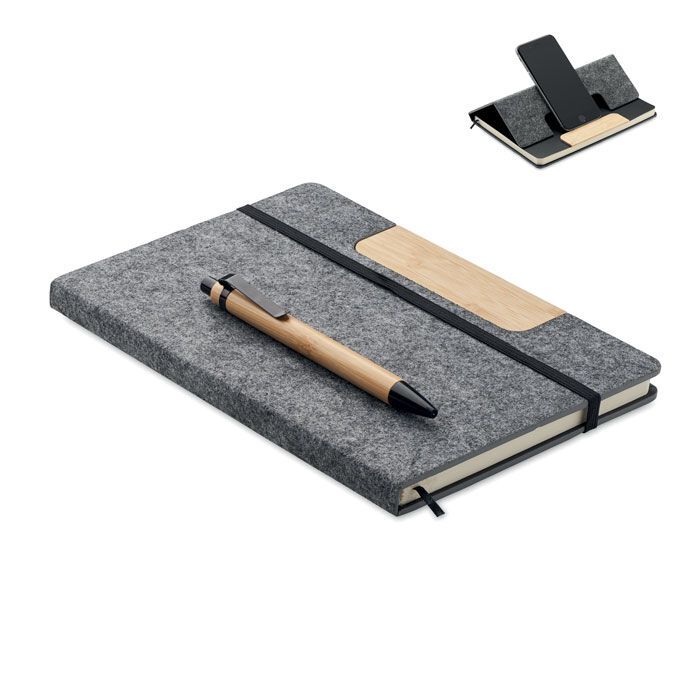 DIN A5 RPET Notizbuch-Set NOTEMIX - steingrau-766