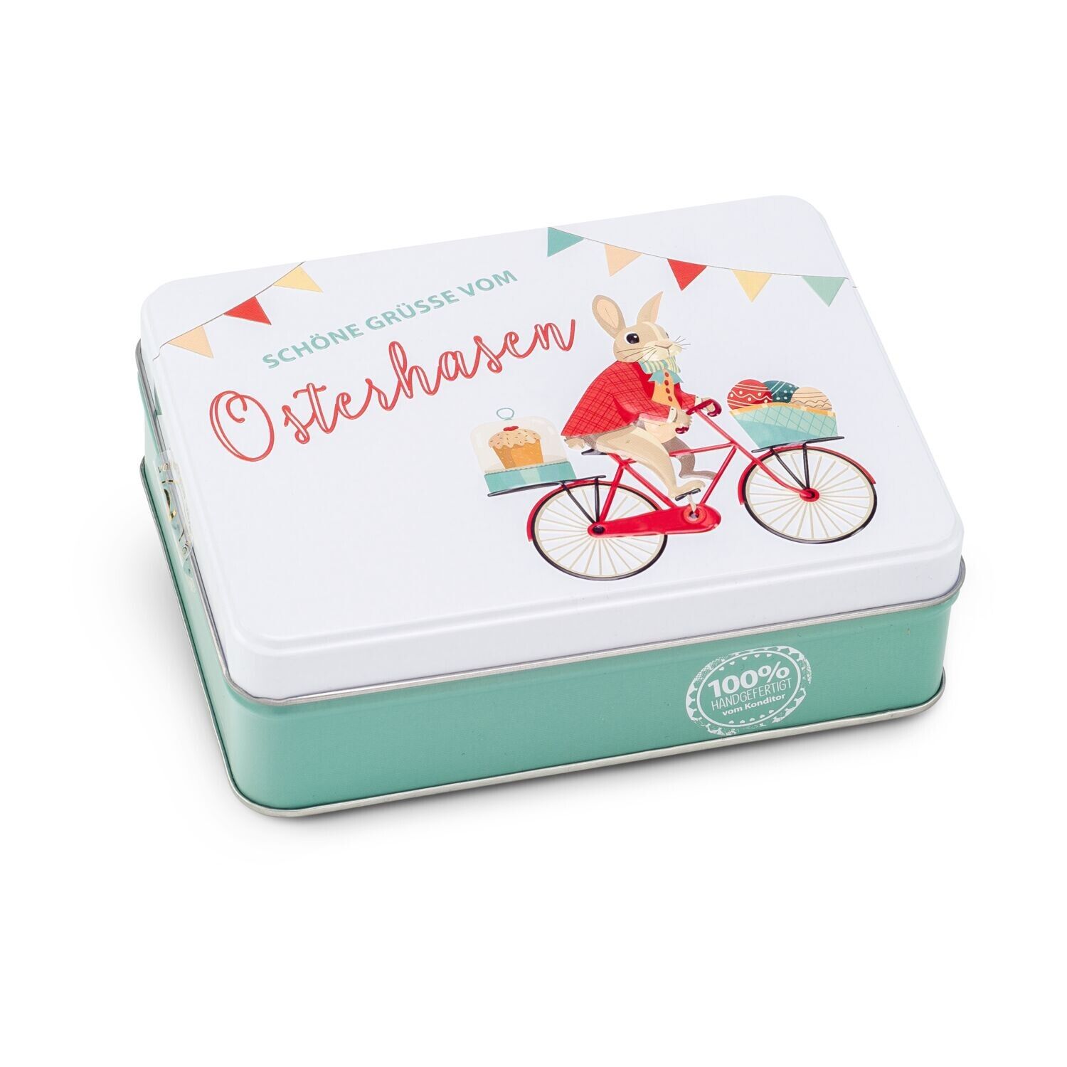 Hasenvater auf dem Fahrrad - Pralinendose mit 125 g-666
