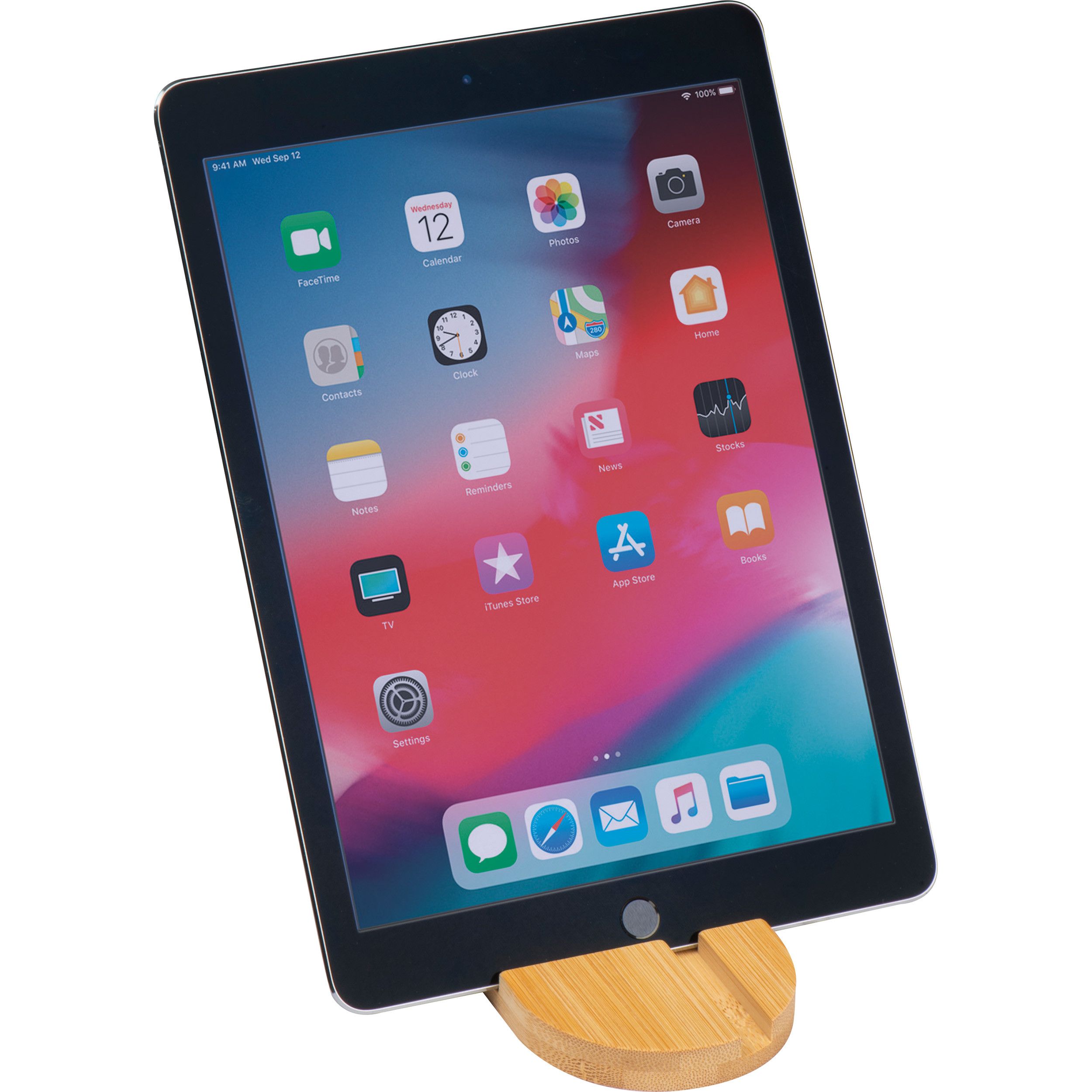 Tablet- und Smartphonehalter aus Bambus - beige-30