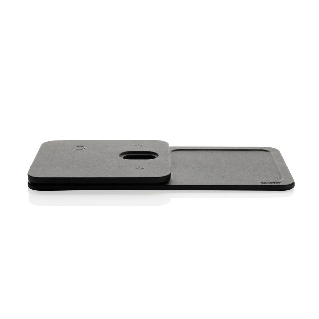 Swiss Peak 3-in-1- Wireless-Charging Desk-Tray aus RCS rPU - schwarz-892