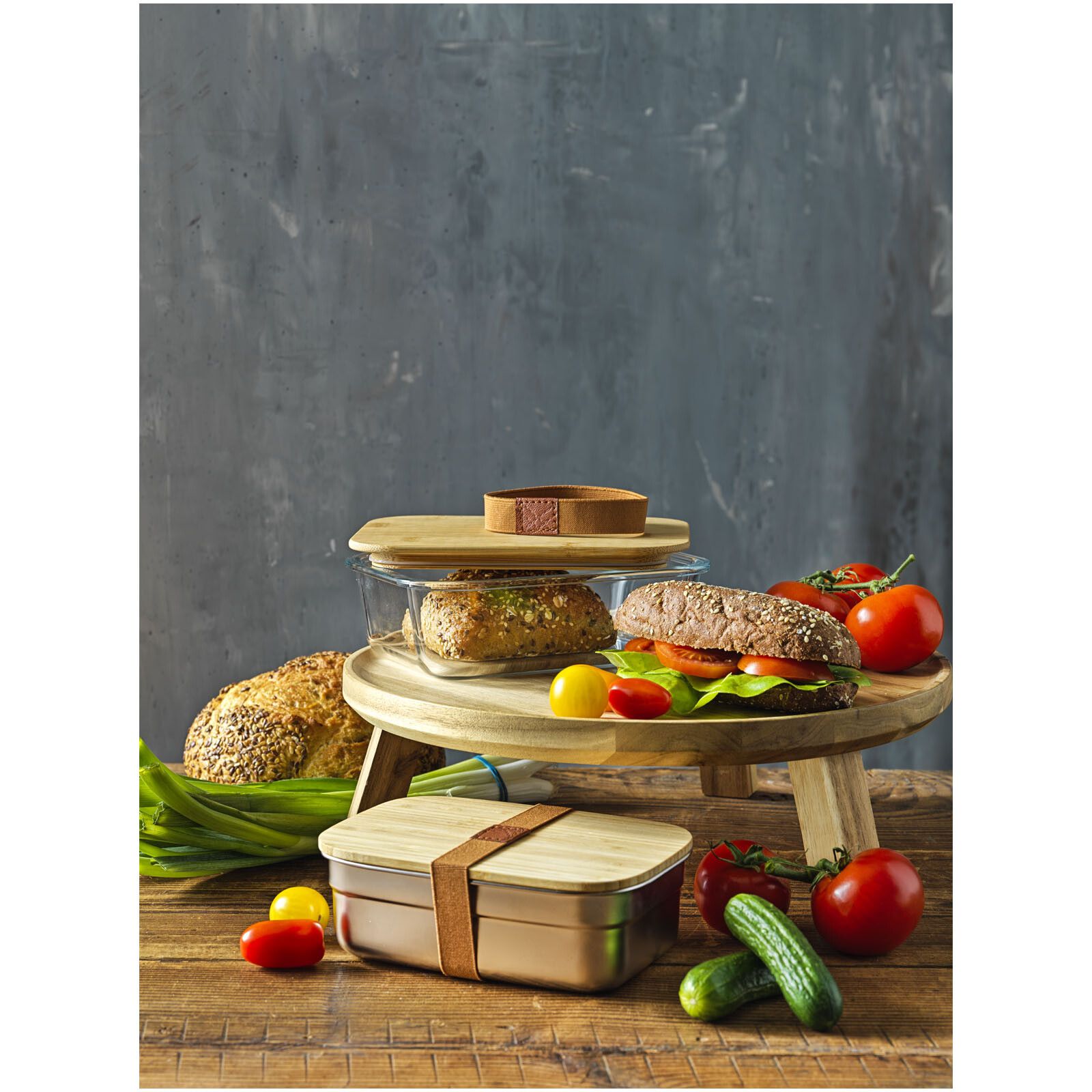 Tite 700 ml Lunchbox aus Edelstahl mit Bambusdeckel - natural -  silber-120