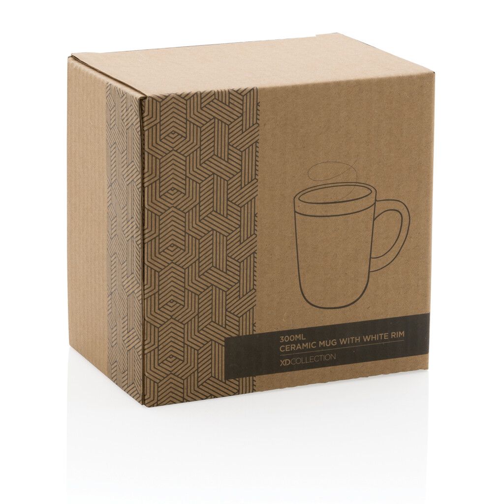 Keramiktasse mit weißem Rand, 300ml - grau-605