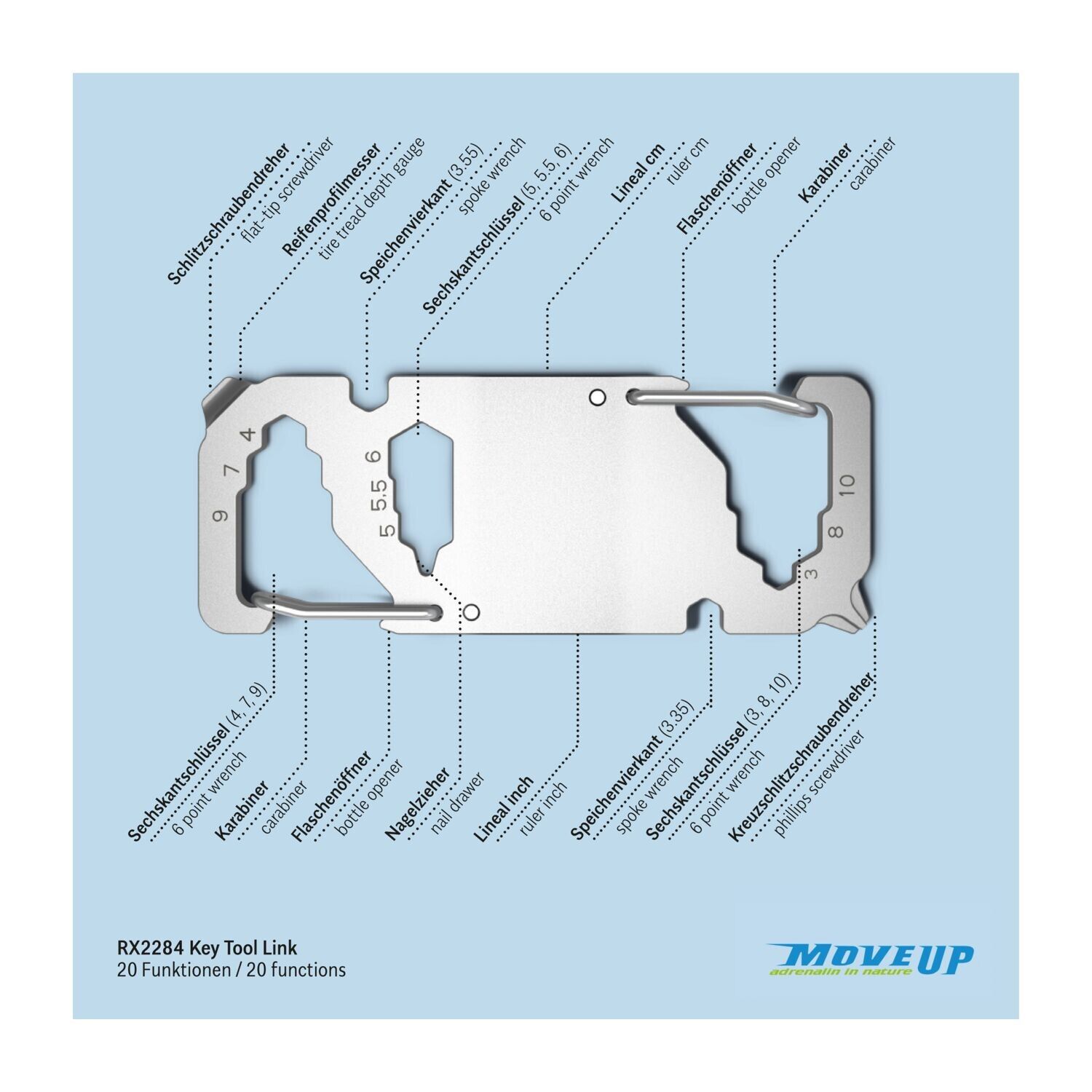 ROMINOX® Key Tool Link - 20 Funktionen (Karabiner)-585