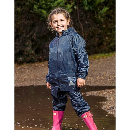 Junior Waterproof Jacket & Trouser Set - red-567