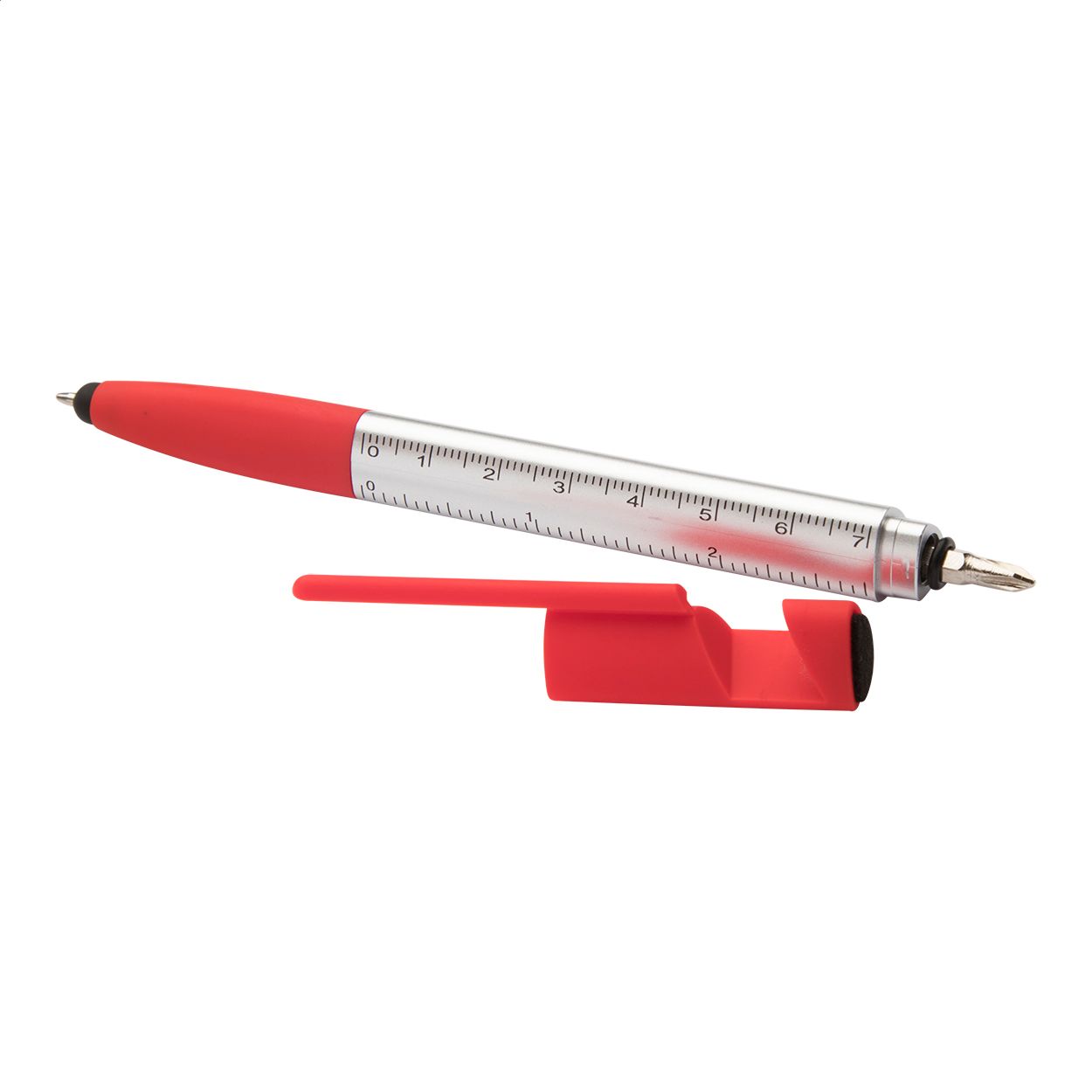 Handy Touchpen mit Kugelschreiber - rot - silber-582