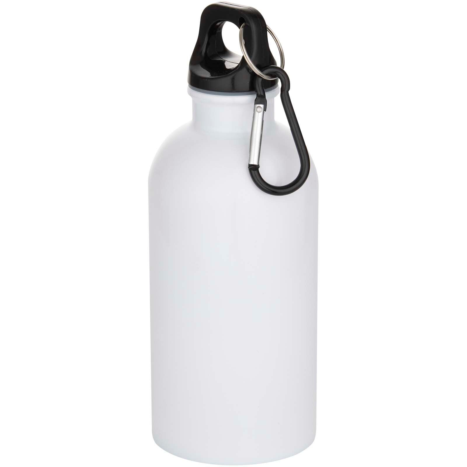 Oregon 400 ml RSC-zertifizierte einwandige Sublimation Trinkflasche aus recyceltem Edelstahl mit Karabinerhaken - weiss-333