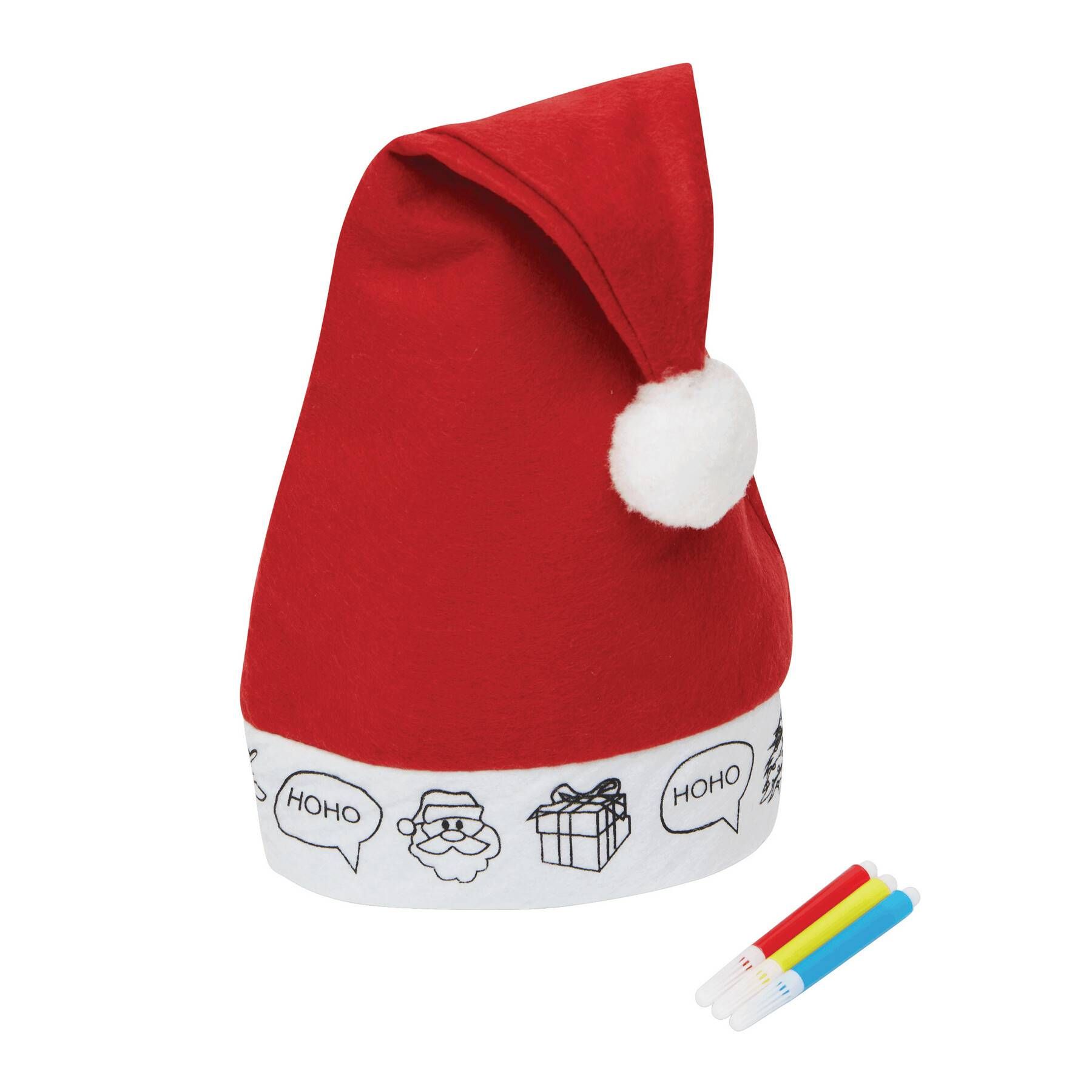 Bemalbare Filz-Weihnachtsmann-Mütze COLOURFUL HAT - rot - weiß-509