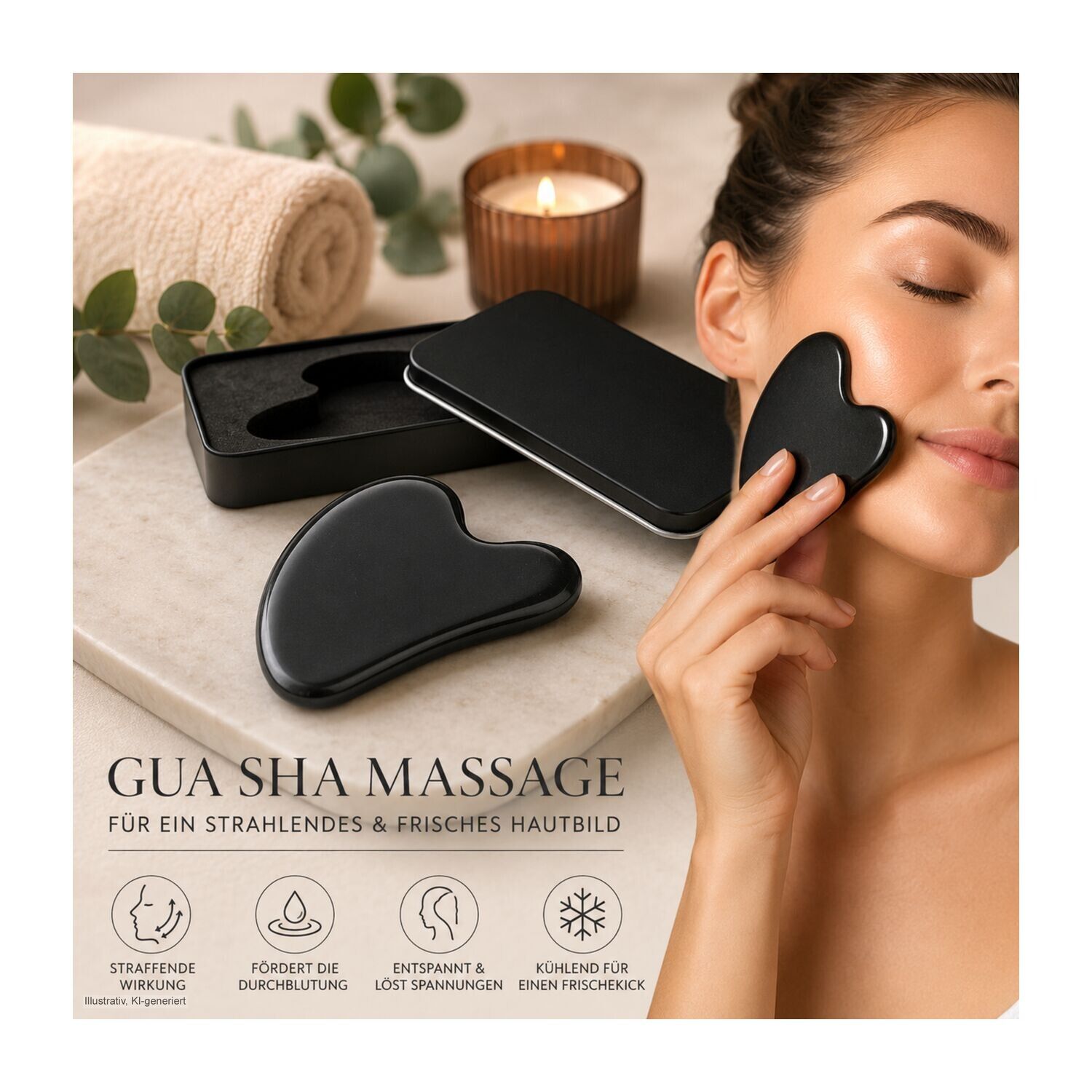 Massagestein Gua Sha Black Obsidian zur Wellness-Gesichtsmassage-743