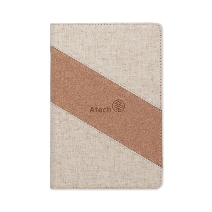 A5-Notizbuch mit 15W-Ladegerät CORTONA - beige-318