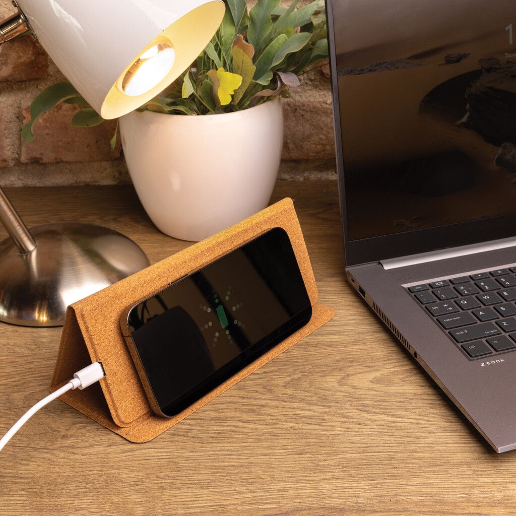 Wireless 10W Kork-Mauspad mit Ladefunktion und Ständer - braun-12