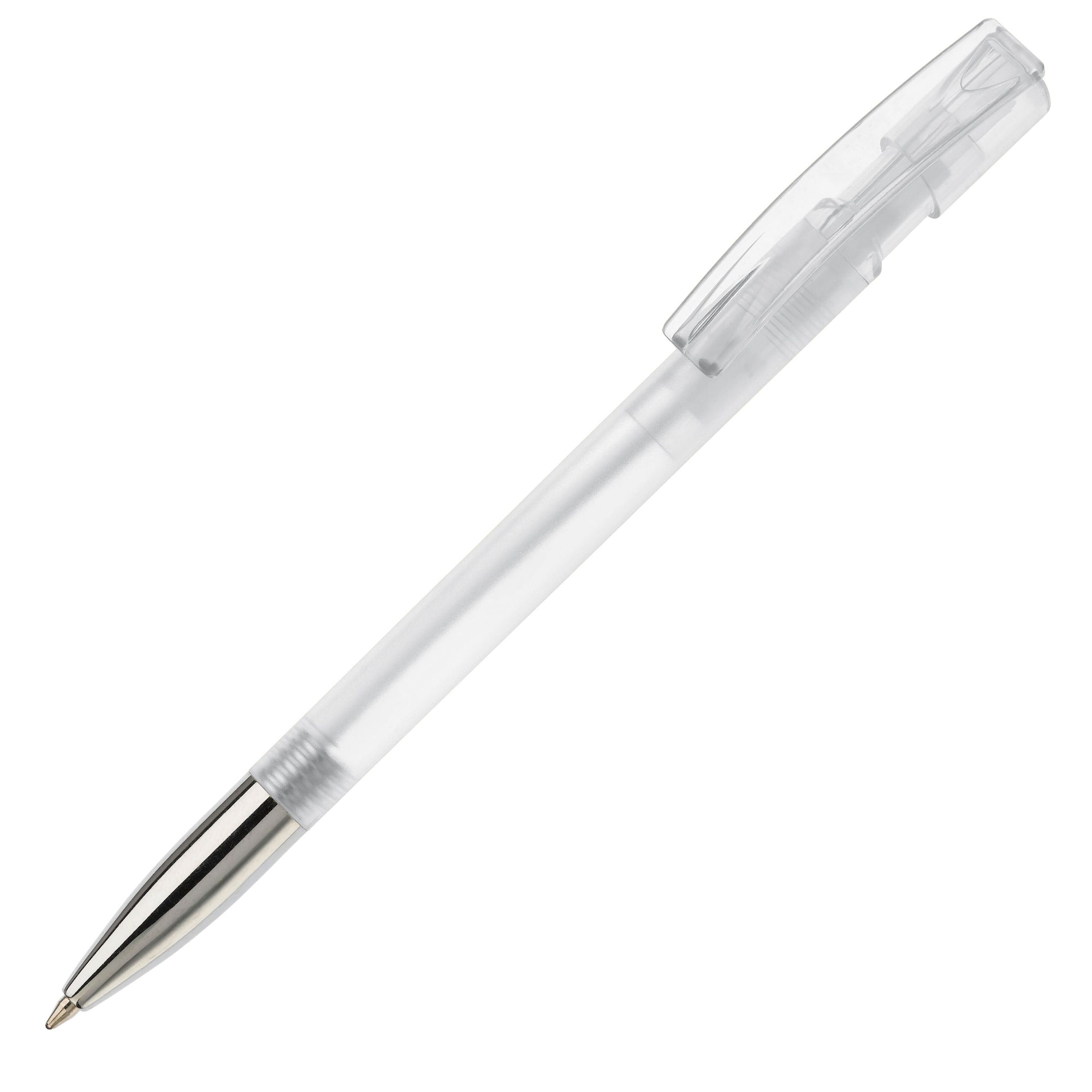 Kugelschreiber Nash Transparent mit Metallspitze - transparent  -  weiss-547