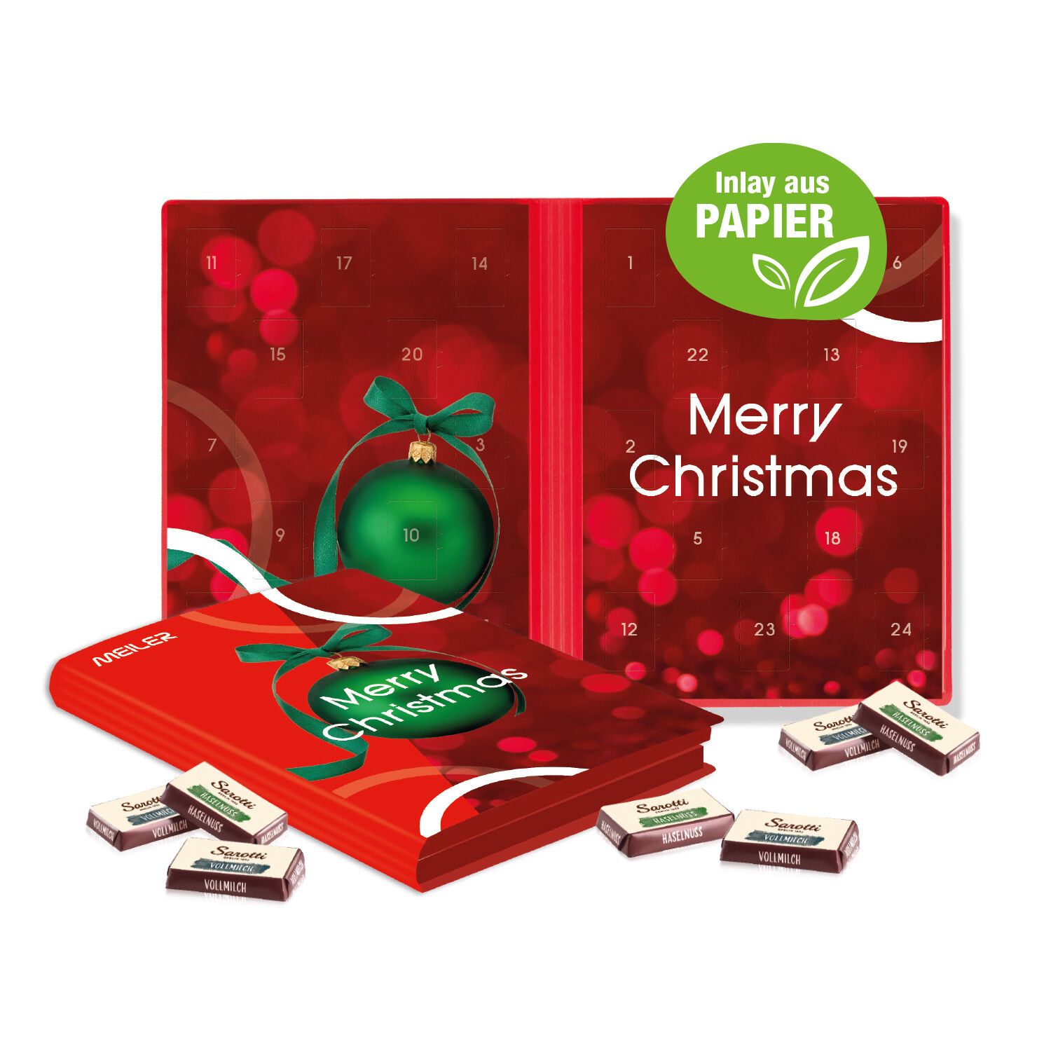 Adventskalender Weihnachtsbuch mit Sarotti Fairtrade Schokolade, Inlay Aus Papier-993