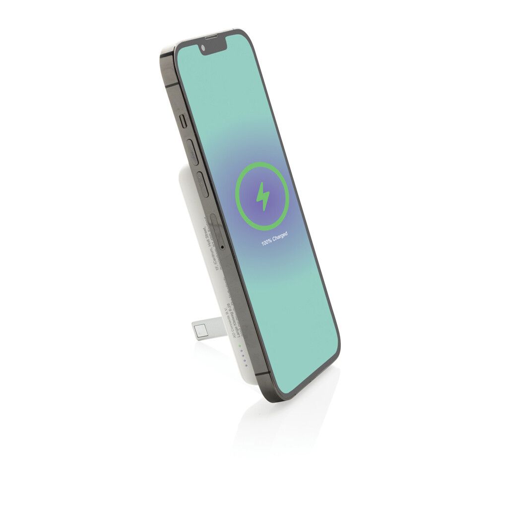 Zen 5000mAh 5W magnetische Bambus-Powerbank aus RCS rPlastik - weiß-475