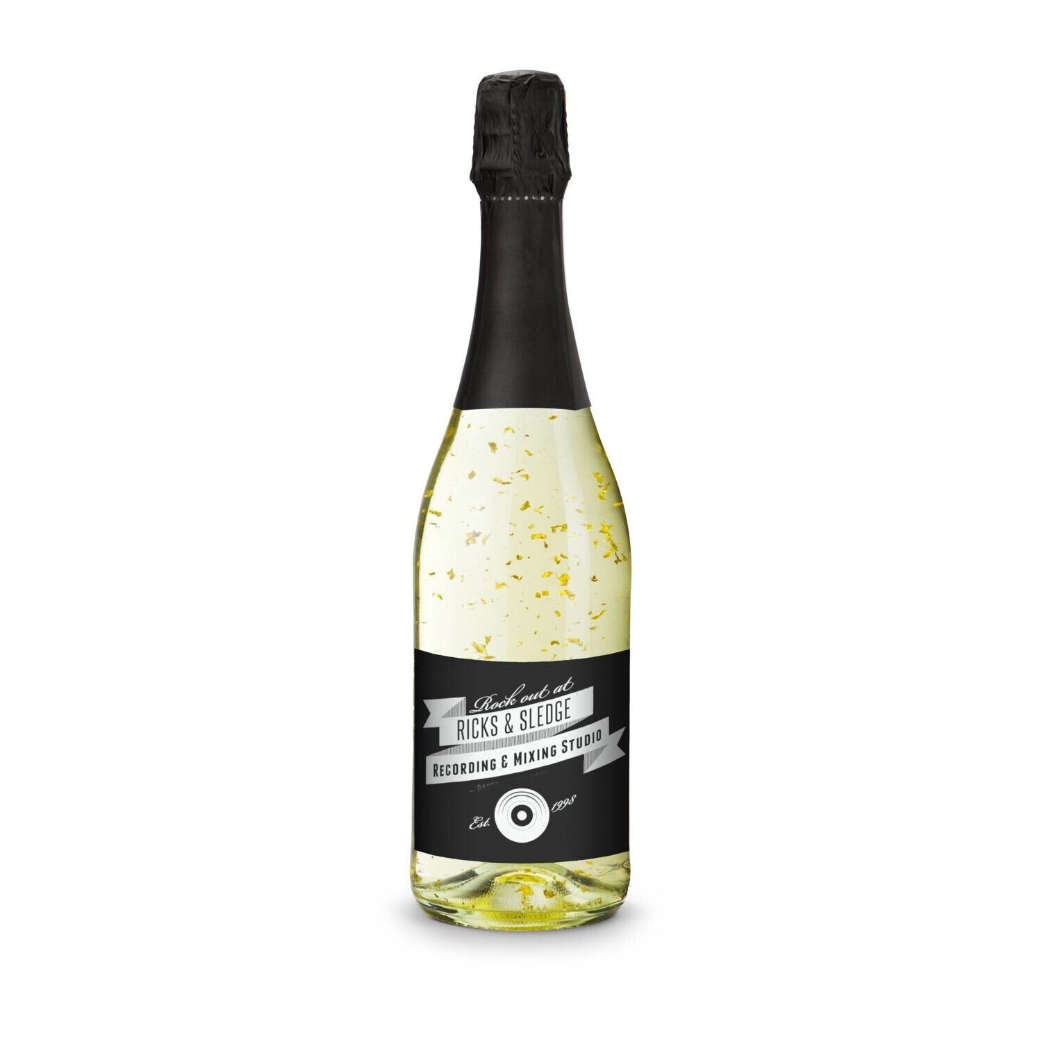 Golden Flakes - Flasche klar, 0,75 l - Kapselfarbe Schwarz-958