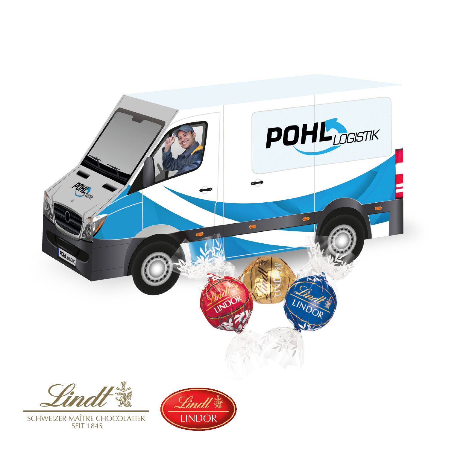 3D Präsent "Transporter" mit Lindt Lindor Pralinés-516