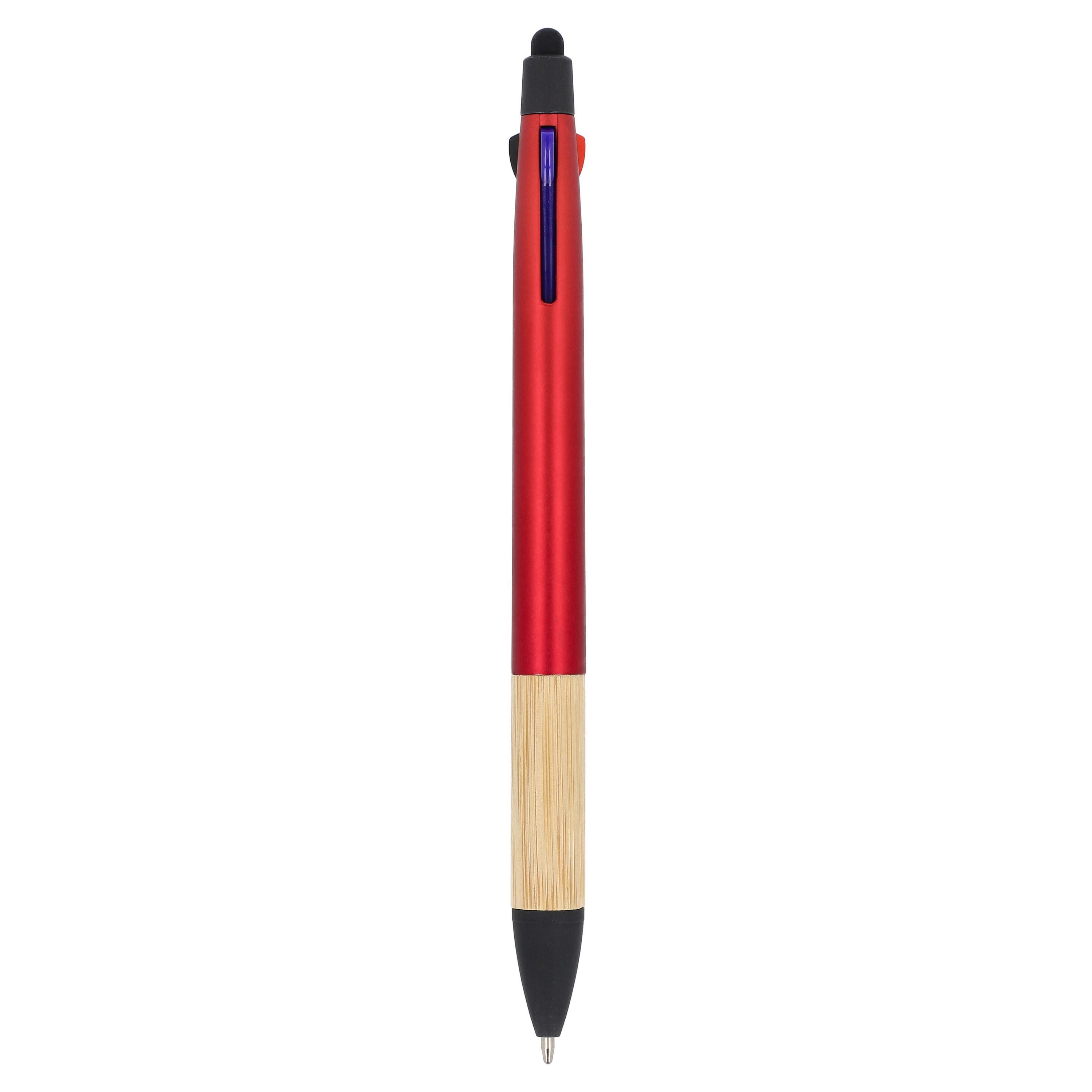 3-Farben-Stift mit Bambusgriff - rot-304
