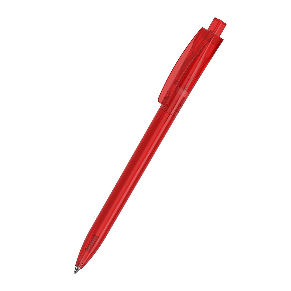Druckkugelschreiber Qube transparent - rot transparent-299