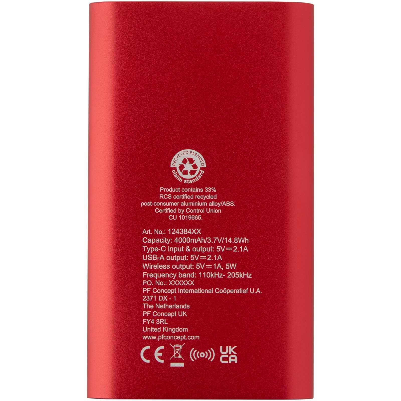 Juice 4000 mAh Typ-C kabellose Powerbank aus recyceltem Aluminium  - rot-49