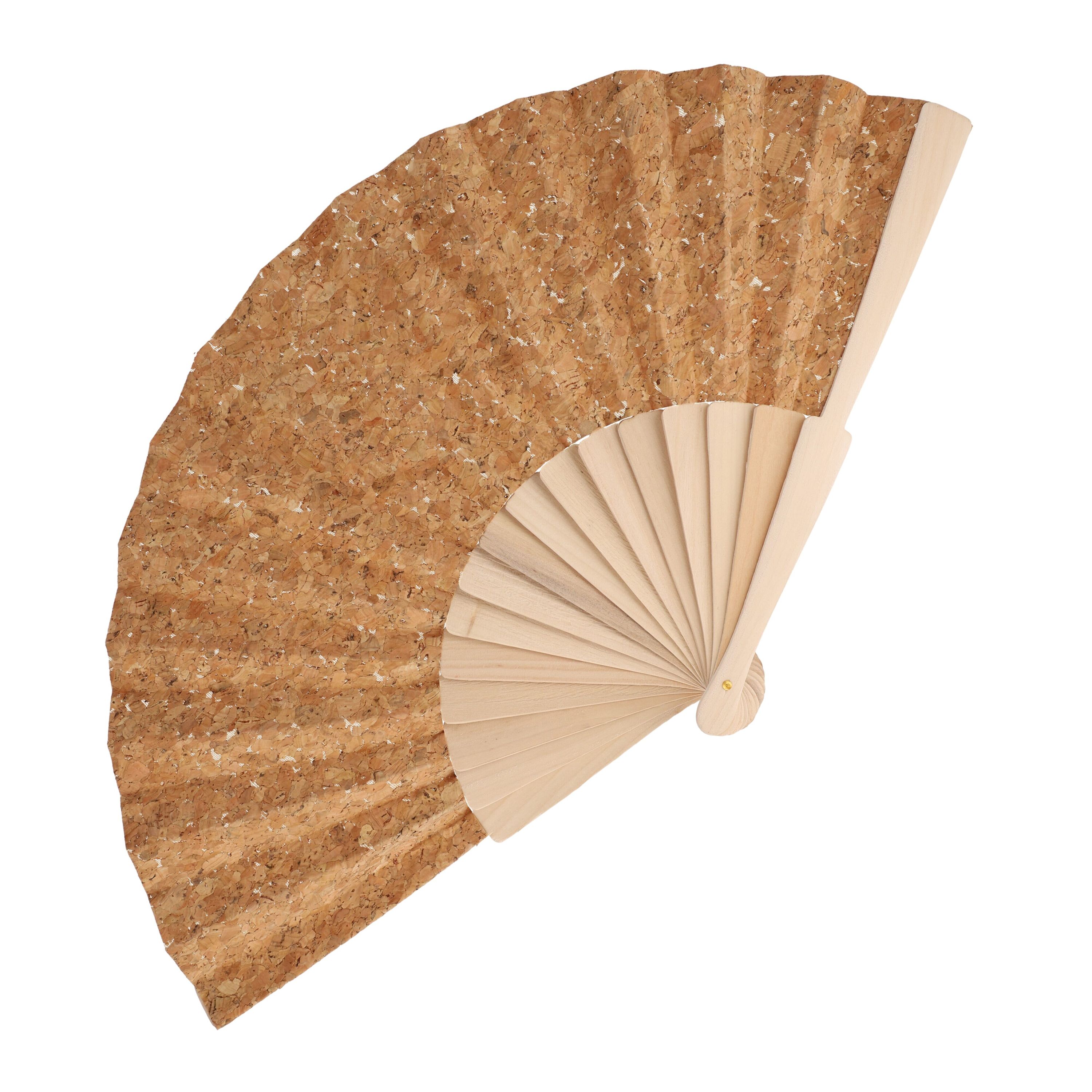 Fächer aus Holz mit Korkgewebe - natur-971