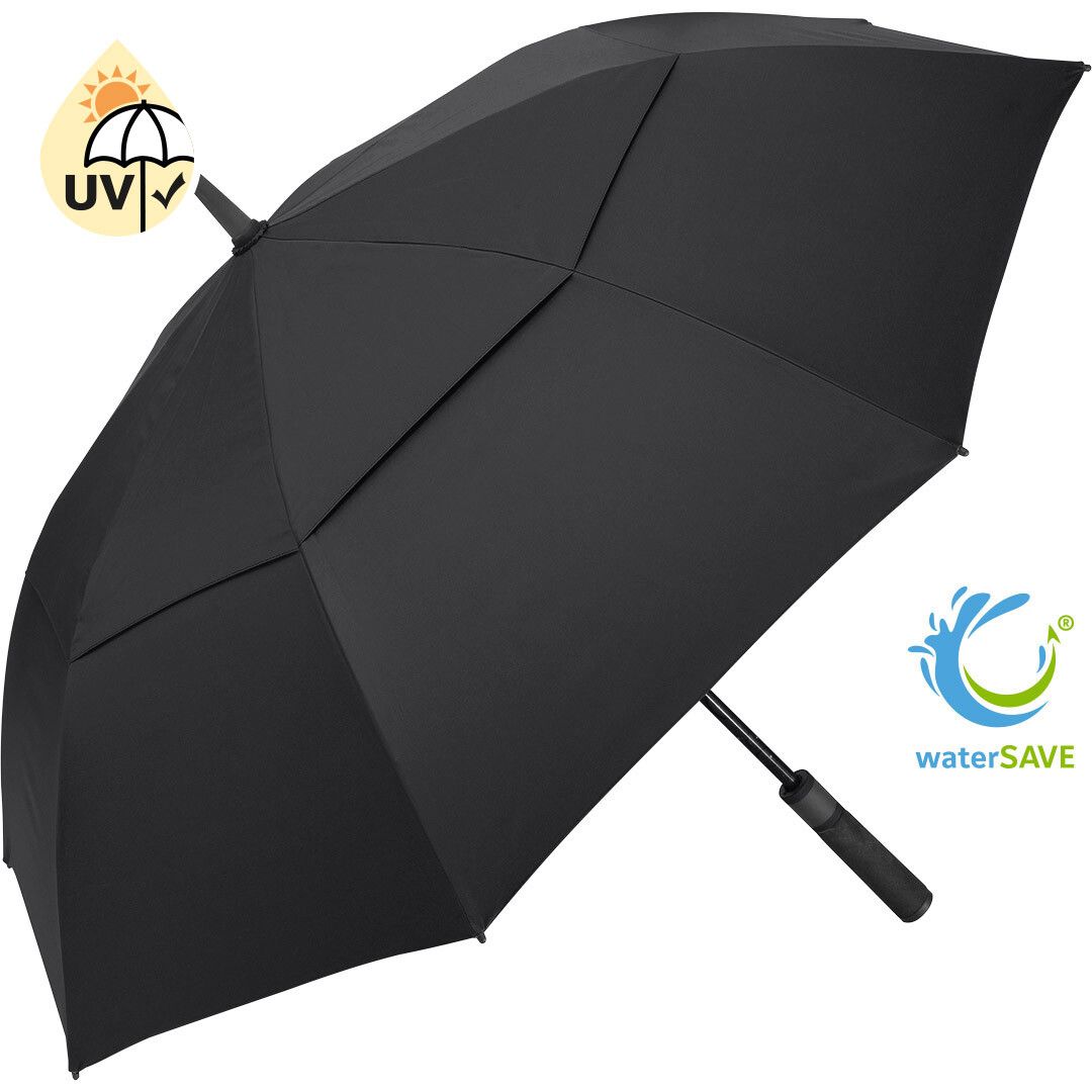 AC-Golf-/Gästeschirm FARE® Doubleface XL Vent mit waterSAVE® Bezug Ø130 cm - schwarz - schwarz-849